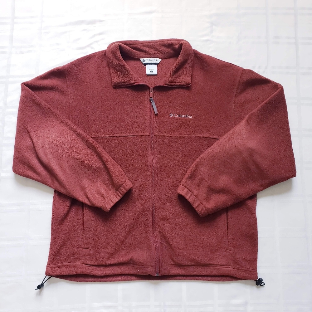 XL Men's COLUMBIA Red Zip Up Fleece